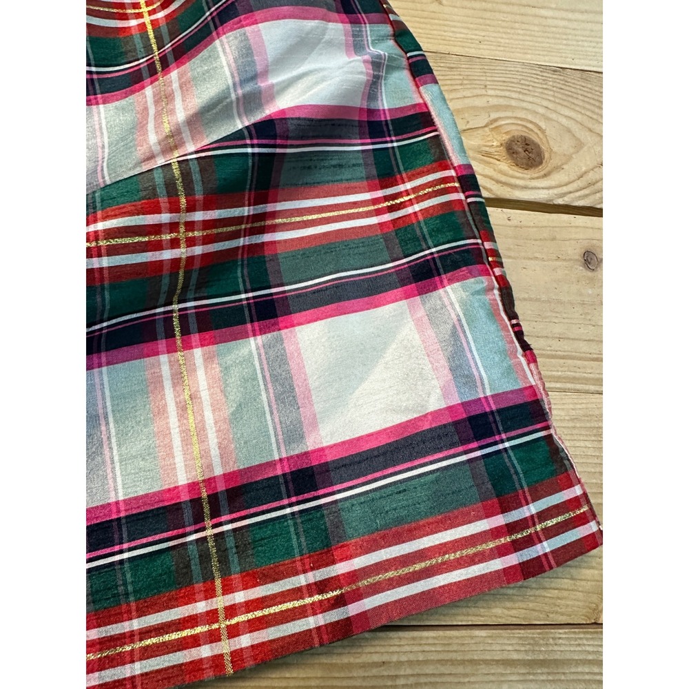 Crown Ivy Plaid Bow Skirt Womens Size 6‎ Red Green White Pink Gold Metallic - Picture 3 of 7